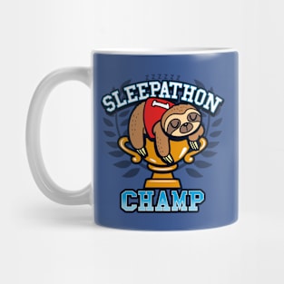 Funny Cute Sloth Sleeping Cartoon Lazy Procrastination Champion Slogan Mug